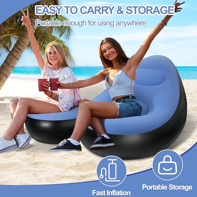 Blue Air Sofa with Foot Stool