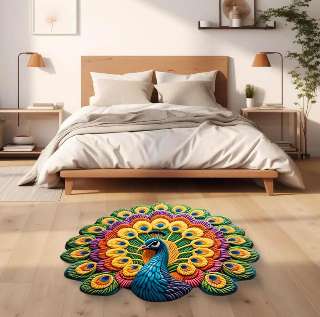 Blue Peacock Mat (18x18 inches)