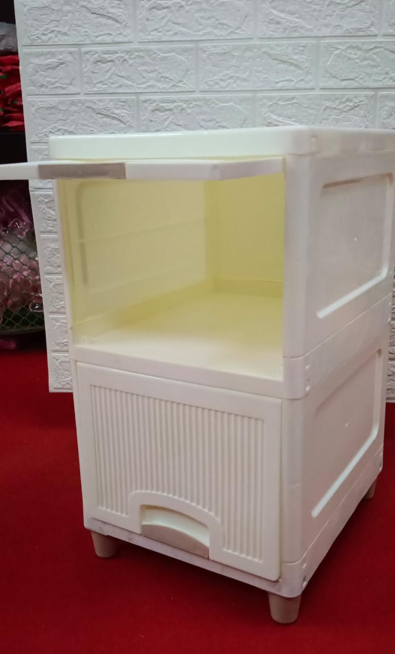 White Double Layer Plastic Wardrobe