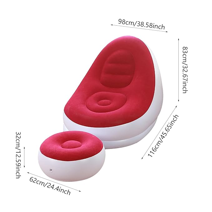 Red Air Sofa with Foot Stool