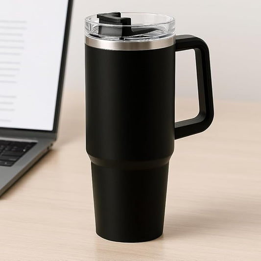 Black Tumbler with Straw (1200ml)