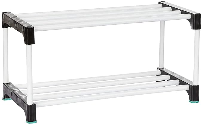 White 2 Layer Plastic Shoe Rack
