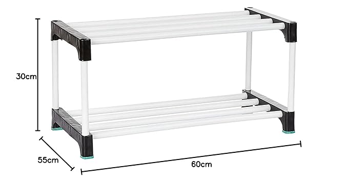 White 2 Layer Plastic Shoe Rack