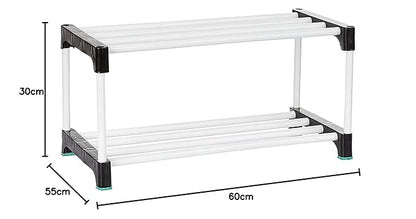 White 2 Layer Plastic Shoe Rack