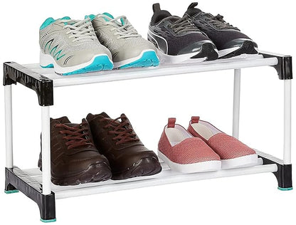 White 2 Layer Plastic Shoe Rack