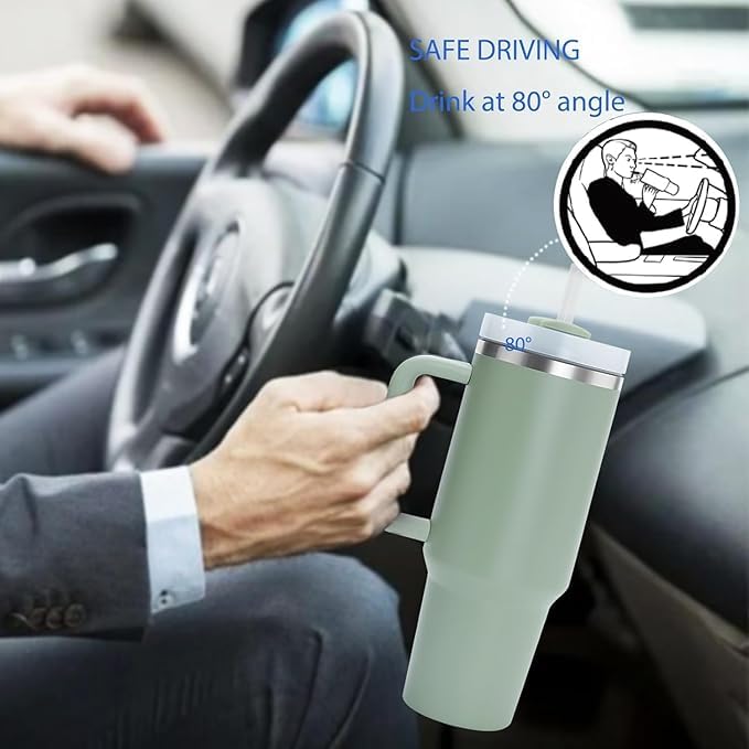 Green Tumbler with Straw (1200ml)