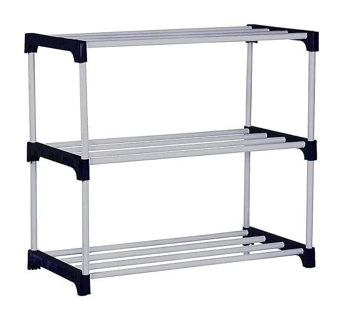 White 3 Layer Plastic Shoe Rack