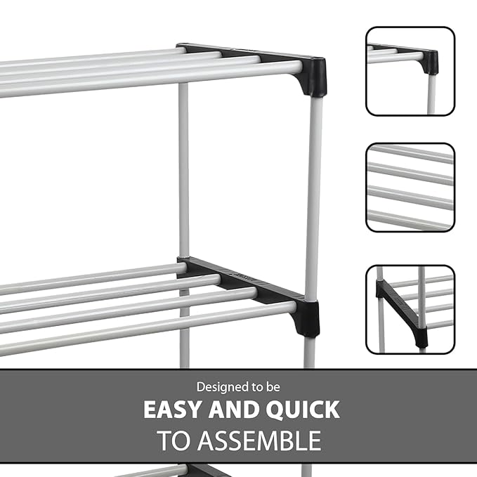 White 3 Layer Plastic Shoe Rack