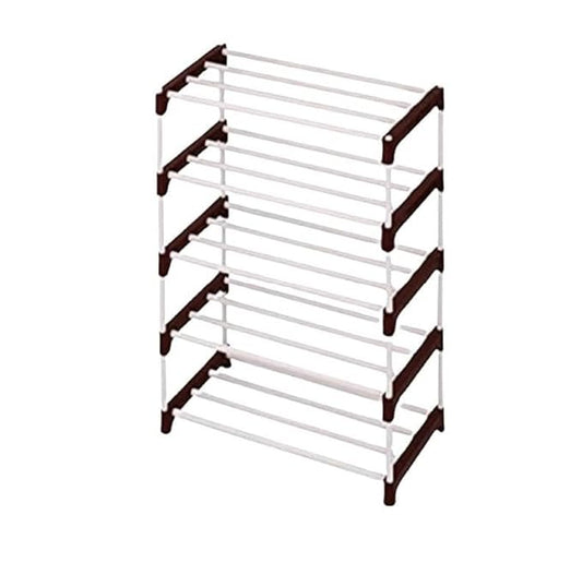 White 5 Layer plastic Shoe Rack