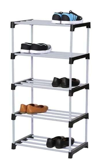 White 5 Layer plastic Shoe Rack
