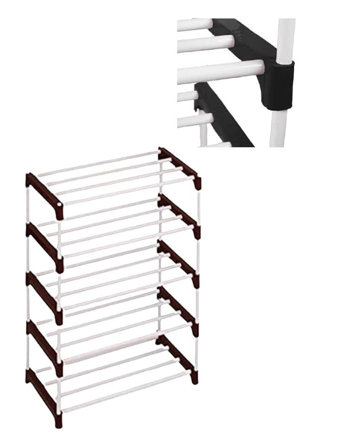 White 5 Layer plastic Shoe Rack