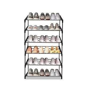 White 6 Layer Plastic Shoe Rack