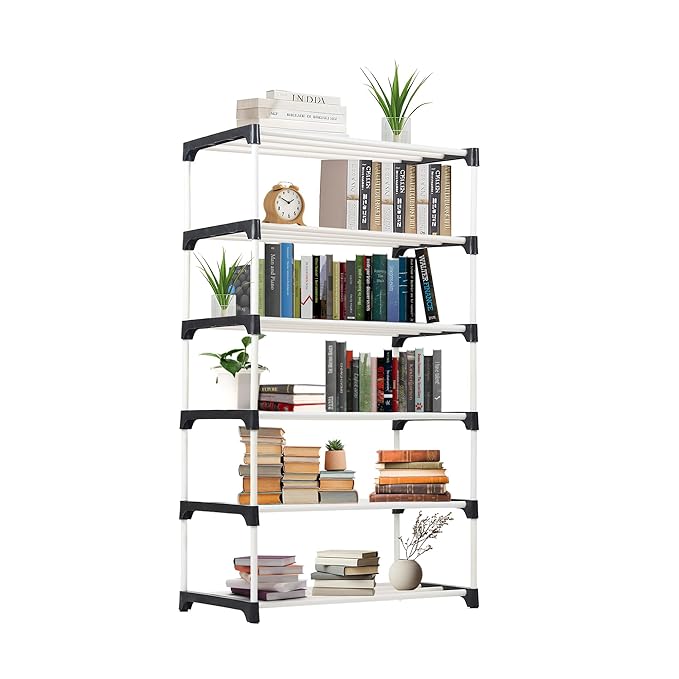 White 6 Layer Plastic Shoe Rack