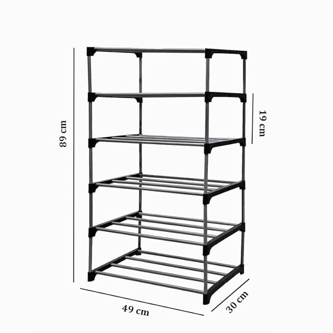 White 6 Layer Plastic Shoe Rack