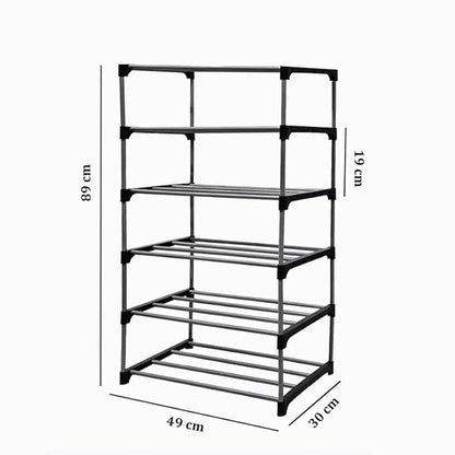White 6 Layer Plastic Shoe Rack