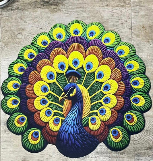 Blue Peacock Mat (18x18 inches)