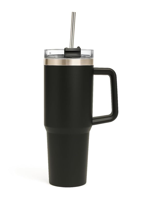 Black Tumbler with Straw (1200ml)