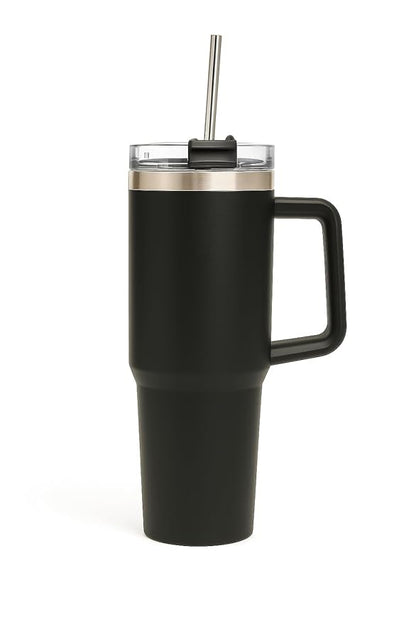 Black Tumbler with Straw (1200ml)