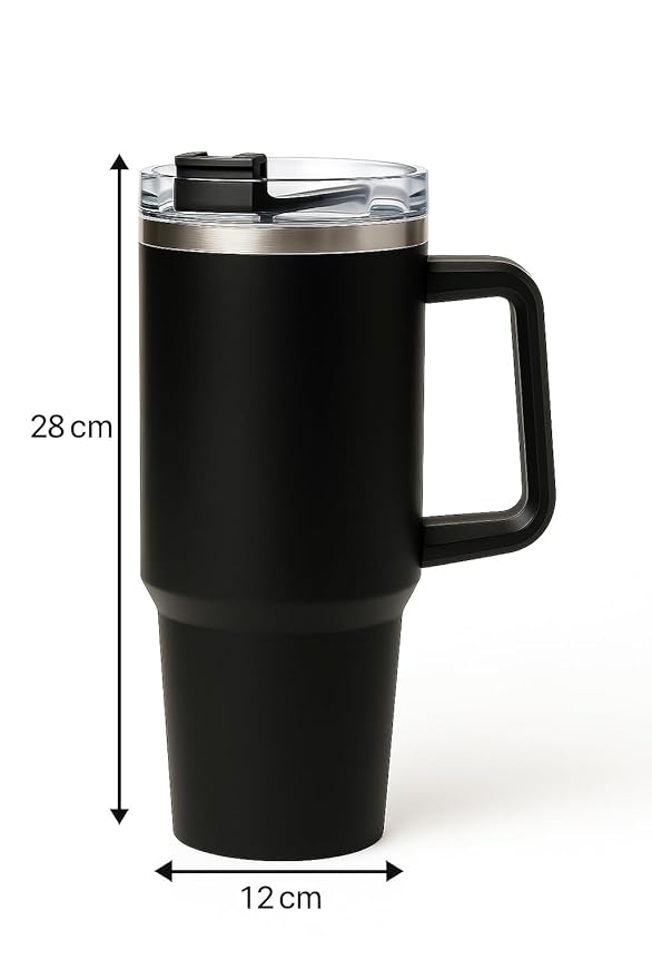 Black Tumbler with Straw (1200ml)
