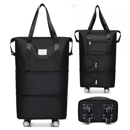Black Expandable Travel Bag with 4 Wheels