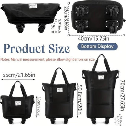 Black Expandable Travel Bag with 4 Wheels