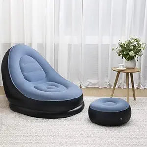 Blue Air Sofa with Foot Stool