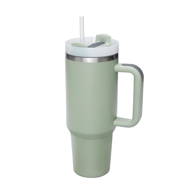 Green Tumbler with Straw (1200ml)