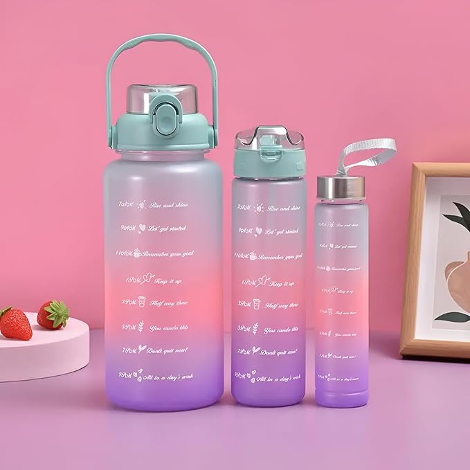 Green 3 in 1 Motivational Bottle Set