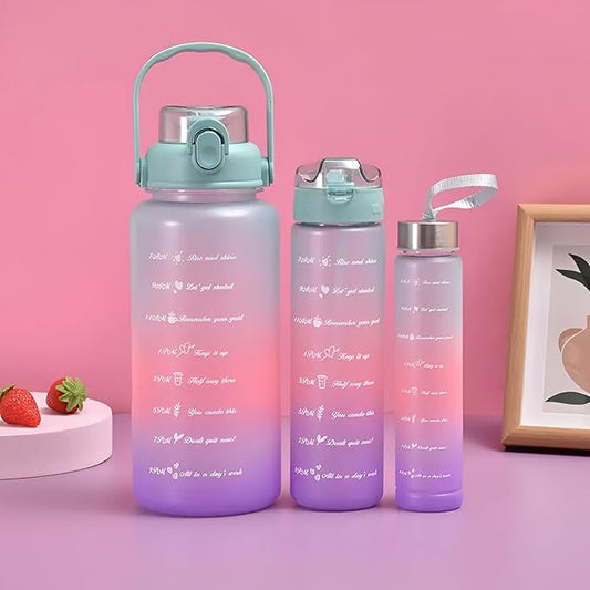 Green 3 in 1 Motivational Bottle Set