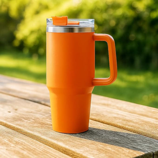 Orange Tumbler with Straw (1200ml)