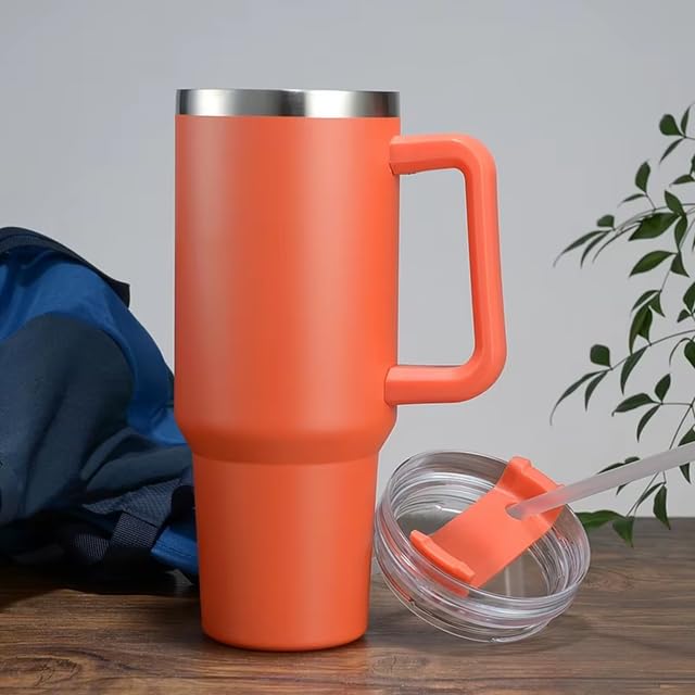 Orange Tumbler with Straw (1200ml)