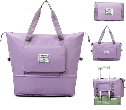 Purple Waterproof Foldable Expandable Duffle Travel Bag
