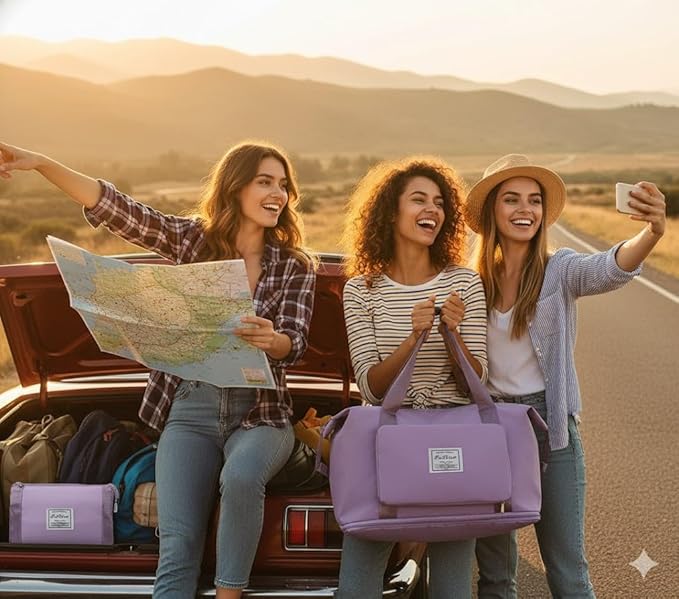 Purple Waterproof Foldable Expandable Duffle Travel Bag