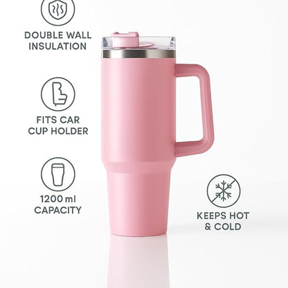 Pink Tumbler with Straw (1200ml)