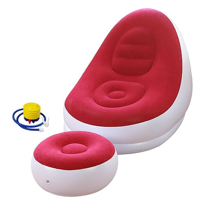 Red Air Sofa with Foot Stool
