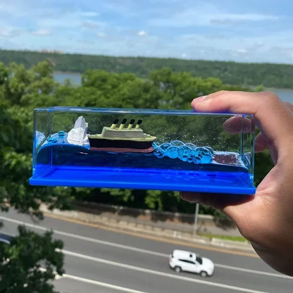 Blue Moving Titanic Liquid Ship