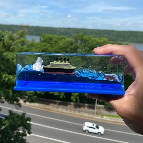 Blue Moving Titanic Liquid Ship