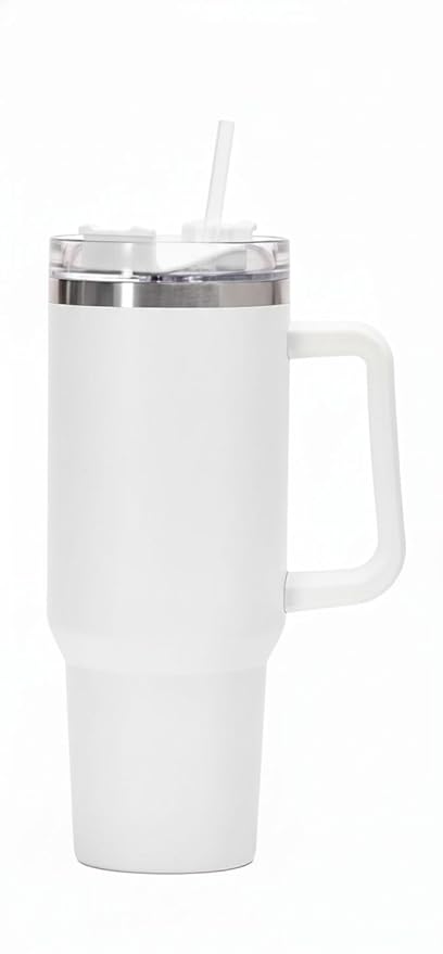 White Tumbler with Straw (1200ml)