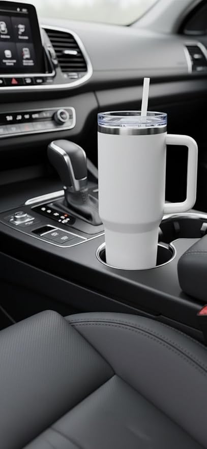 White Tumbler with Straw (1200ml)