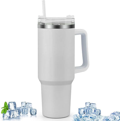 White Tumbler with Straw (1200ml)