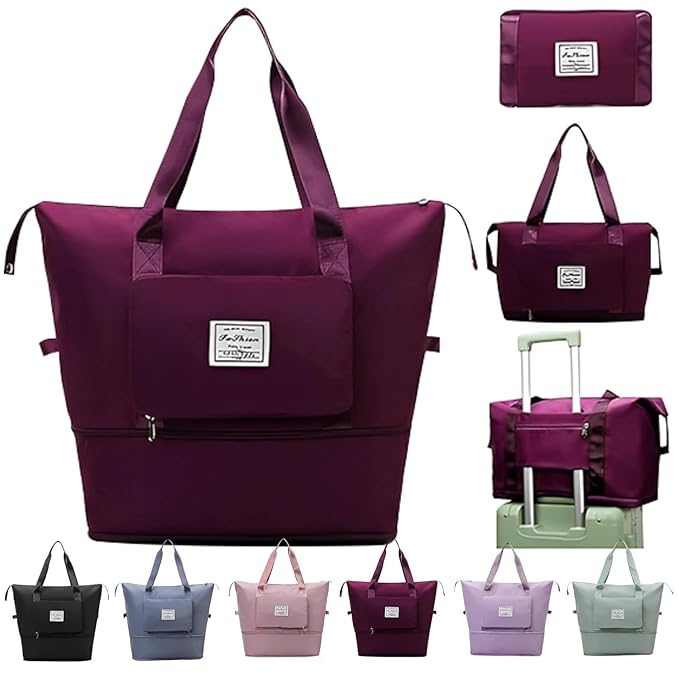 Wine Waterproof Foldable Expandable Duffle Travel Bag