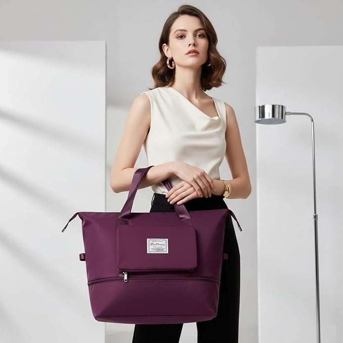 Wine Waterproof Foldable Expandable Duffle Travel Bag