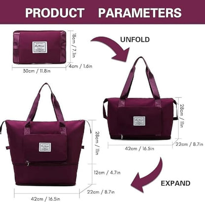 Wine Waterproof Foldable Expandable Duffle Travel Bag